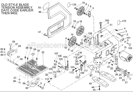 Page A Diagram and Parts List for 9443 Type 1 Black and Decker Band Saw